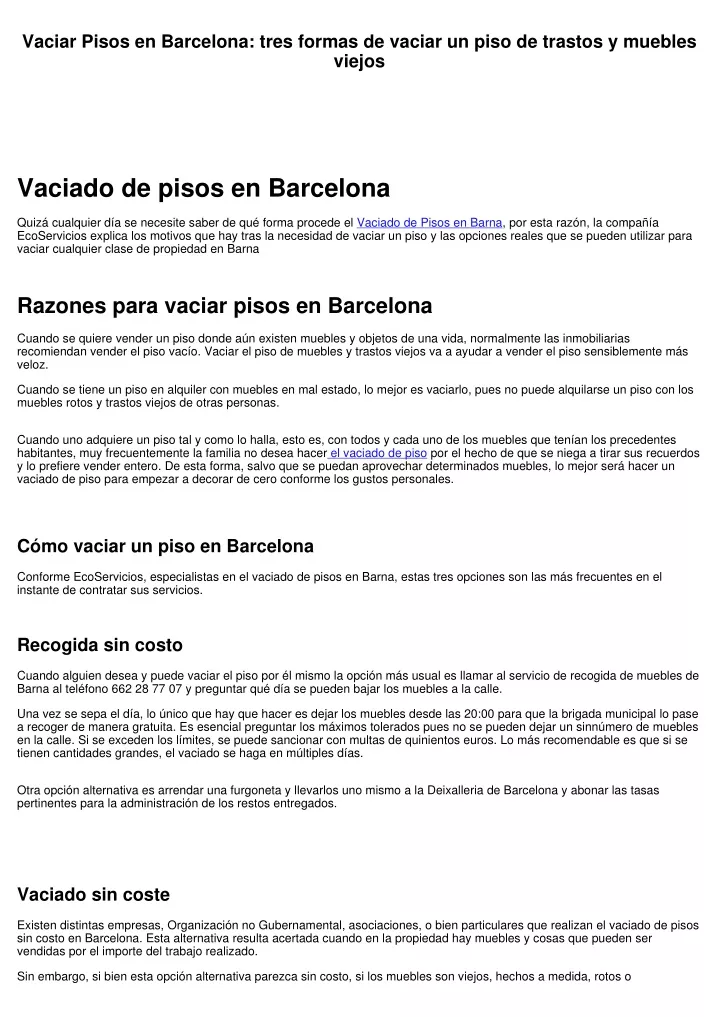 vaciar pisos en barcelona tres formas de vaciar