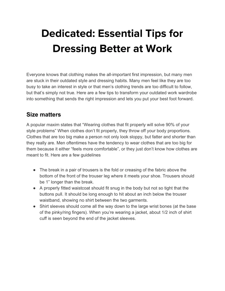dedicated essential tips for dressing better