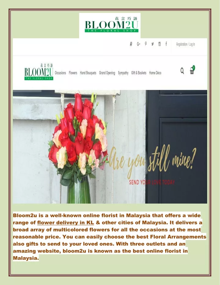 bloom2u is a well known online florist