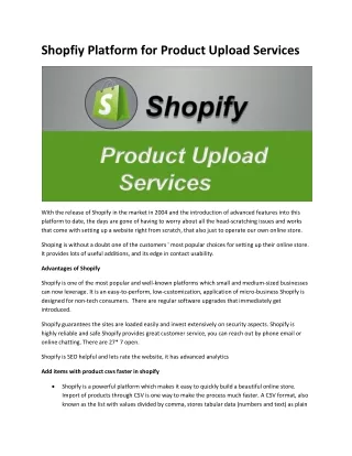 shopfiy platform for product upload services