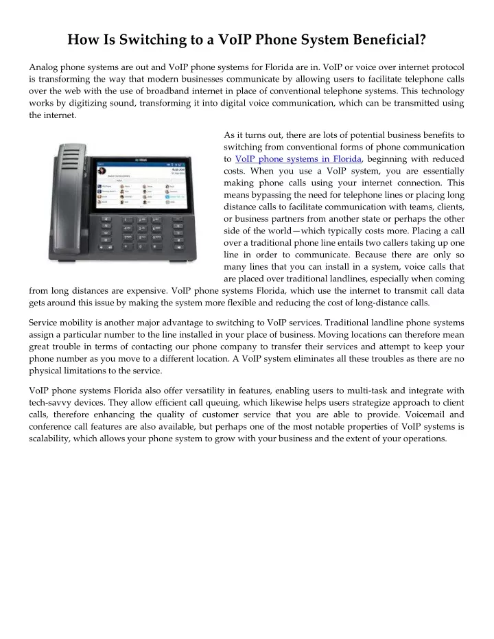 how is switching to a voip phone system beneficial