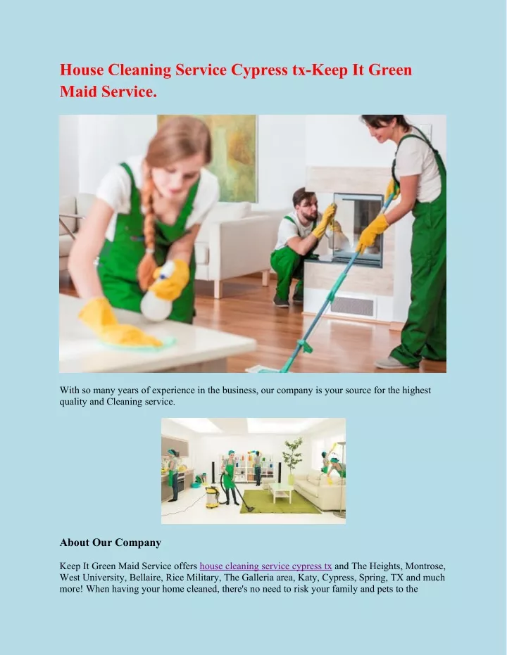 house cleaning service cypress tx keep it green