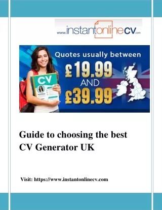 Guide to choosing the best CV Generator UK