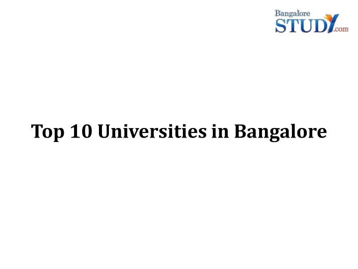 top 10 universities in bangalore