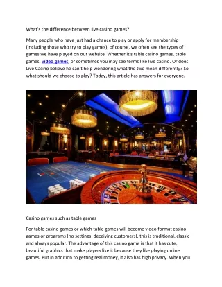 what s the difference between live casino games