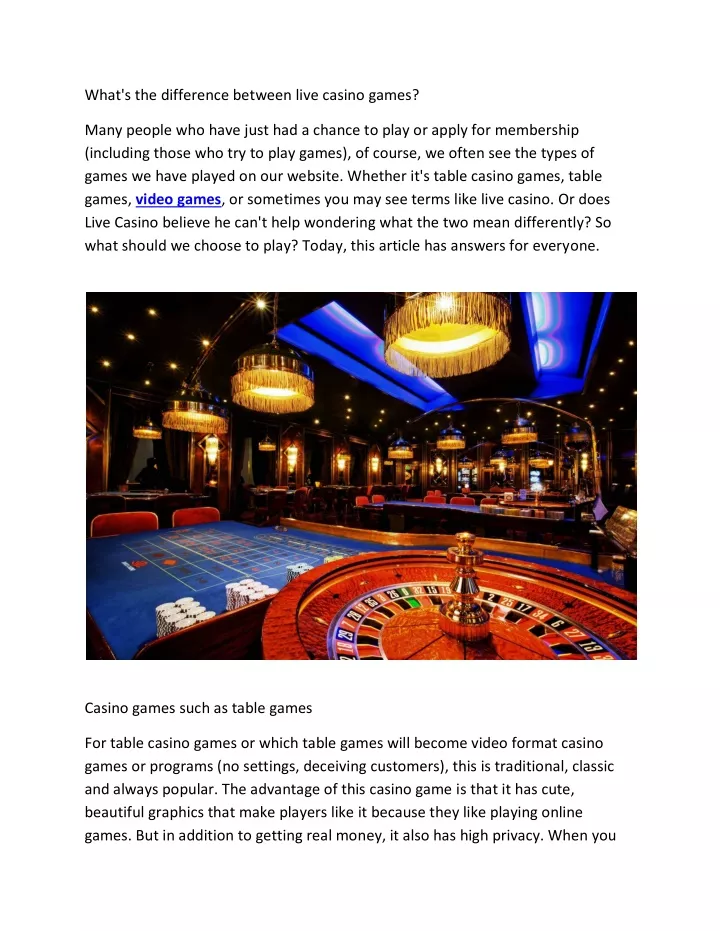 what s the difference between live casino games