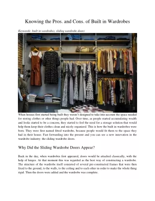 knowing the pros and cons of built in wardrobes