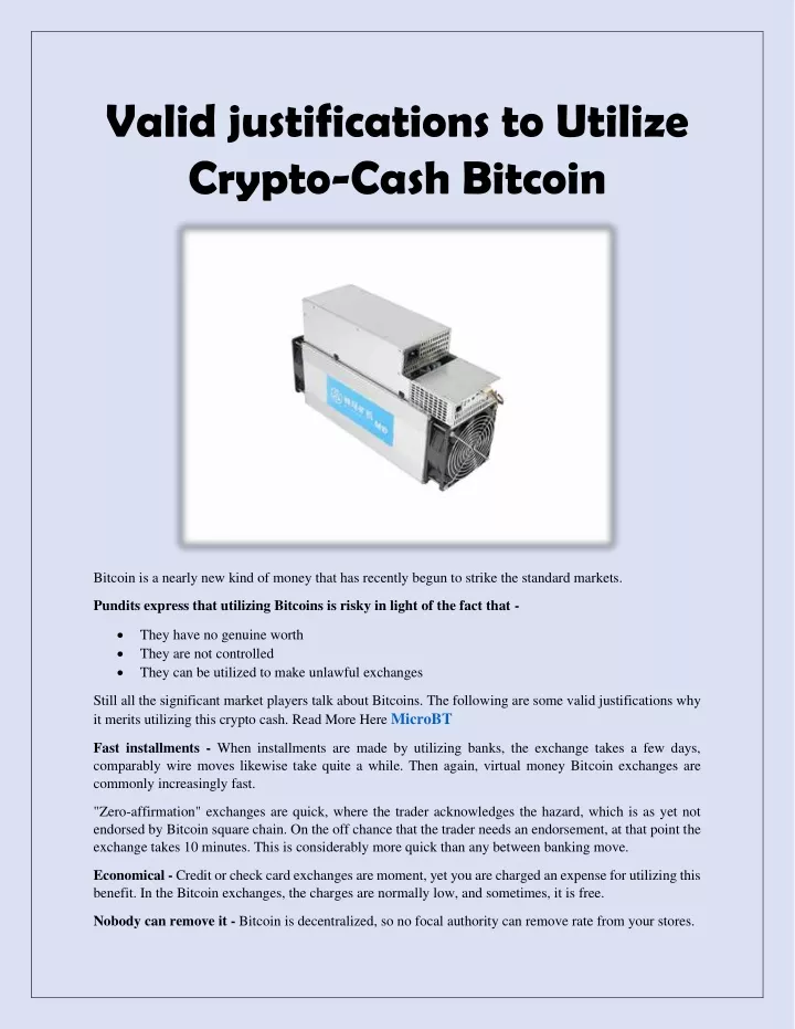 valid justifications to utilize crypto cash