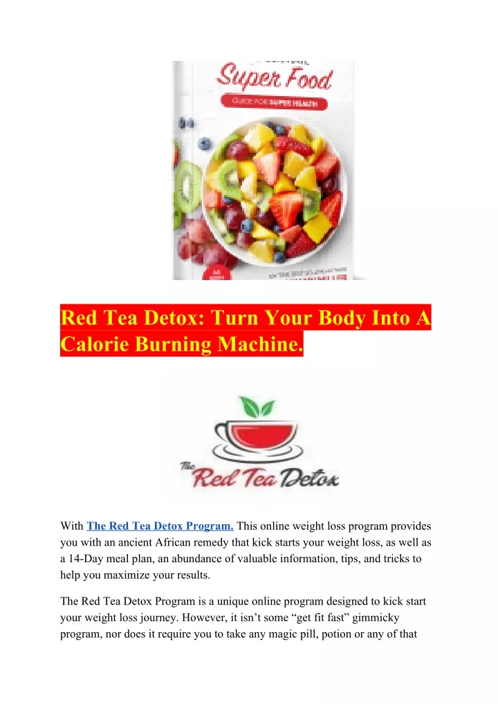 red tea detox turn your body into a calorie