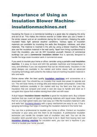 importance of using an insulation blower machine
