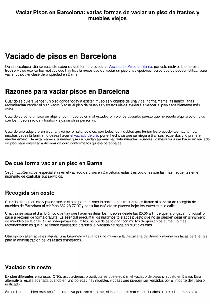 vaciar pisos en barcelona varias formas de vaciar