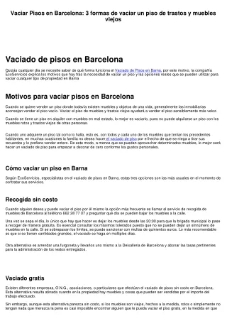 Vaciado de Pisos en Barcelona: 3 formas de vaciar un piso de trastos y muebles viejos