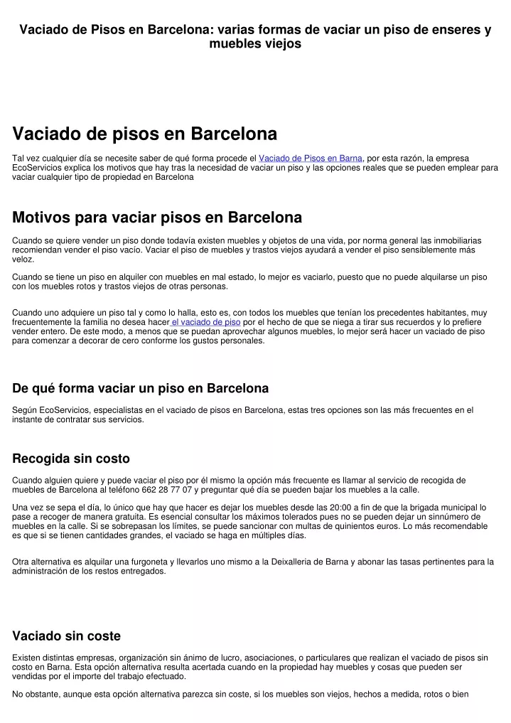 vaciado de pisos en barcelona varias formas