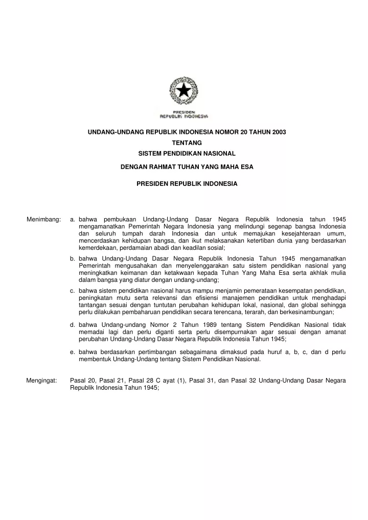undang undang republik indonesia nomor 20 tahun