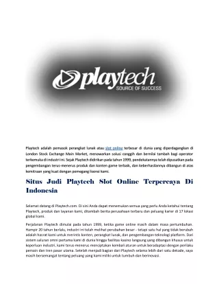 playtech adalah pemasok perangkat lunak atau slot