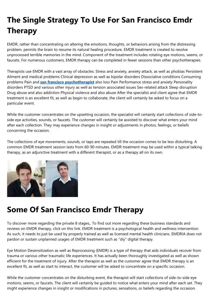 the single strategy to use for san francisco emdr
