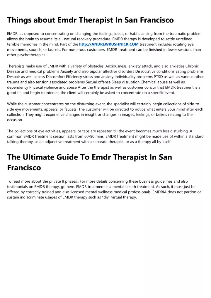 things about emdr therapist in san francisco