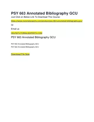 PSY 663 Annotated Bibliography GCU