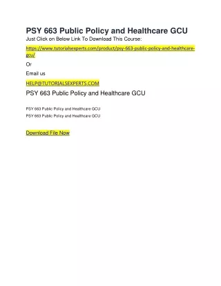 PSY 663 Public Policy and Healthcare GCU