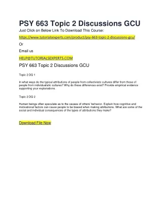 PSY 663 Topic 2 Discussions GCU
