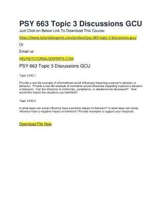 PSY 663 Topic 3 Discussions GCU