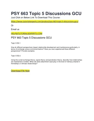 PSY 663 Topic 5 Discussions GCU