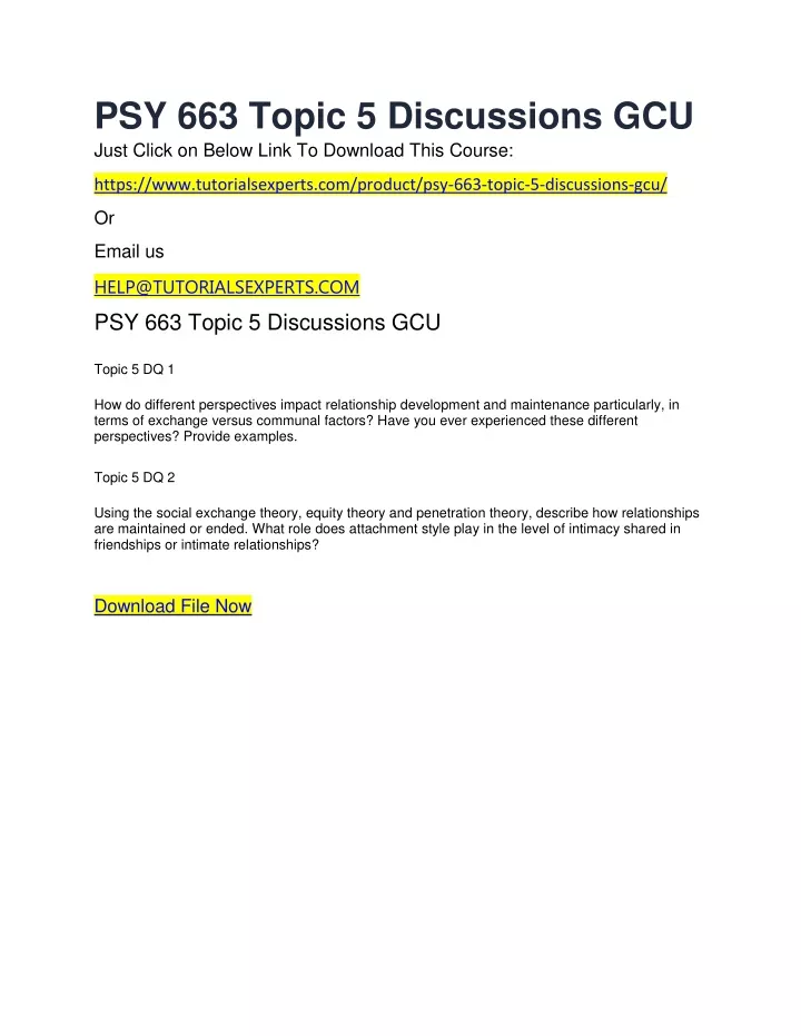 psy 663 topic 5 discussions gcu just click