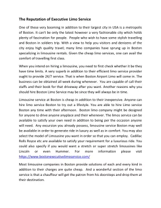 the reputation of executive limo service