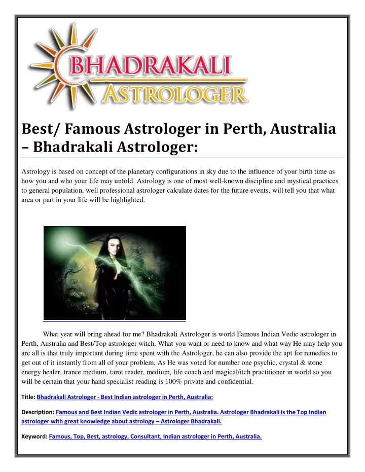 best famous astrologer in perth australia