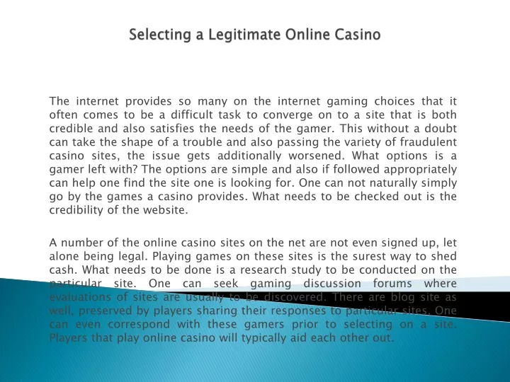 selecting a legitimate online casino
