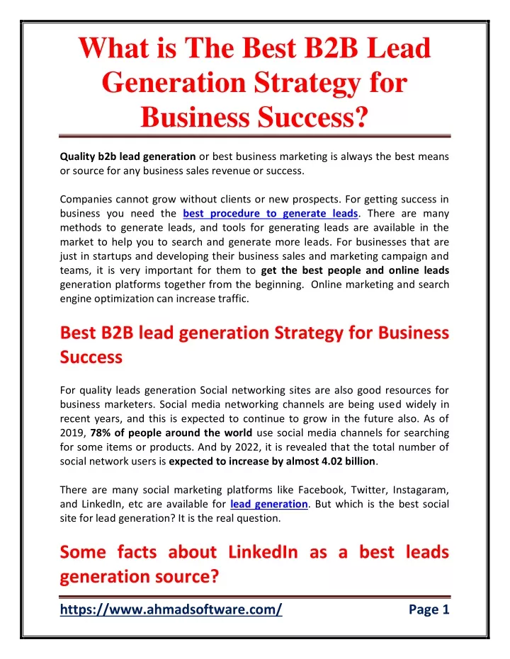 what is the best b2b lead generation strategy