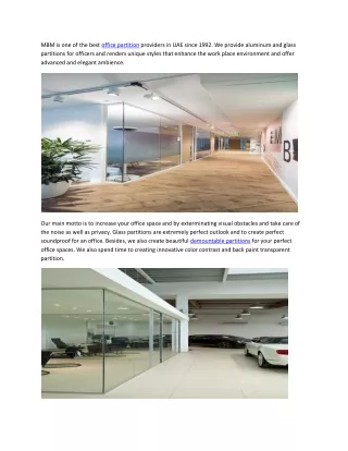 mbm is one of the best office partition providers