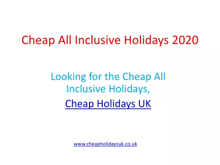 cheap all inclusive holidays 2020