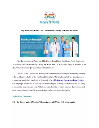 Buy Healthcare Email Lists | Healthcare Mailing Addresses Database