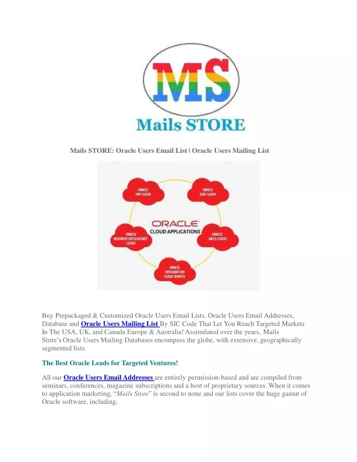 mails store oracle users email list oracle users