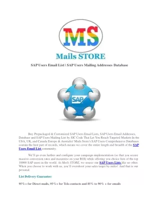 Buy Sap Users Mailing List | Sap Users Email List | Sap Users Lists