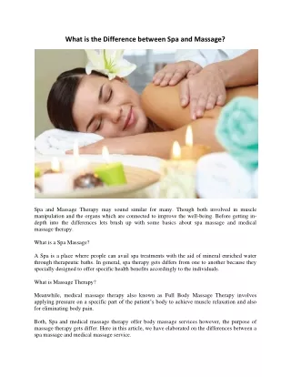 What is the Difference between Spa and Massage