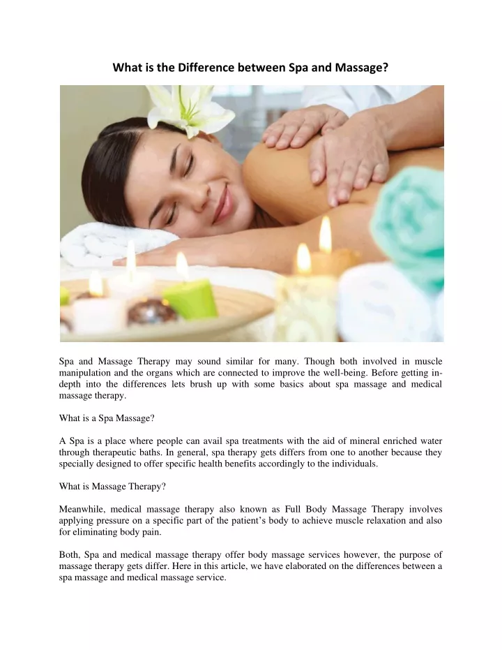 what is the difference between spa and massage