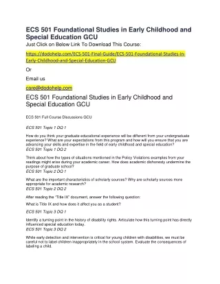 ecs 501 foundational studies in early childhood