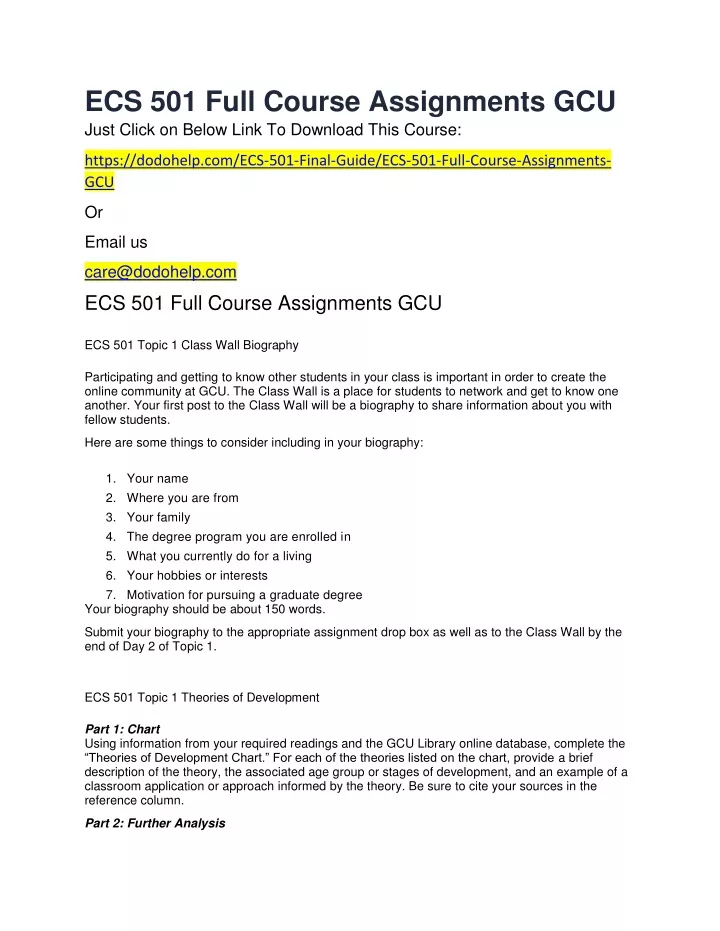 ecs 501 full course assignments gcu just click