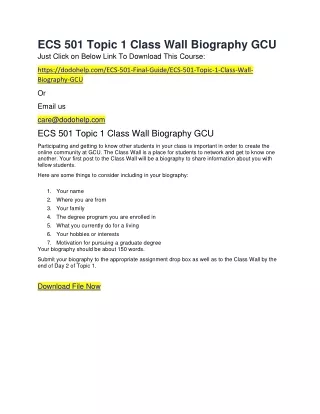 ecs 501 topic 1 class wall biography gcu just