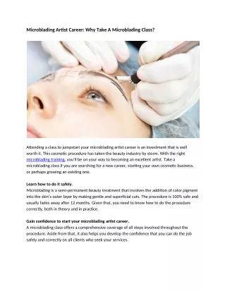 Microblading Artist Career: Why Take A Microblading Class?