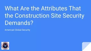 What Are the Attributes That the Construction Site Security Demands?