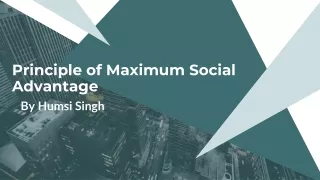 Principle of Maximum Social Advantage