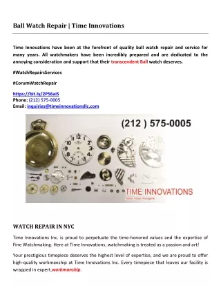 Ball Watch Repair | Time Innovations