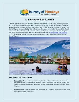 Leh-Ladakh Tour Package | journeyofhimalaya.com