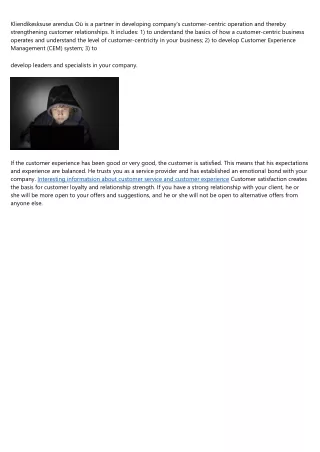 kliendikesksuse arendus o is a partner
