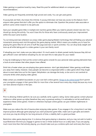 video gaming is a pastime loved by many read this