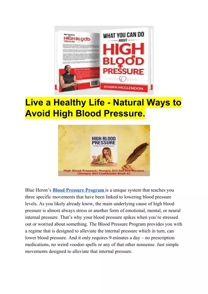live a healthy life natural ways to avoid high