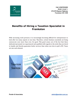 Benefits of Hiring a Taxation Specialist in Frankston